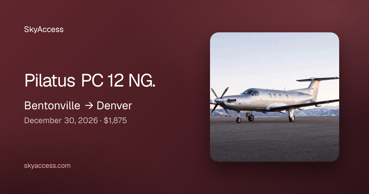 Private Jet Bentonville to Denver on Dec 30 | SkyAccess