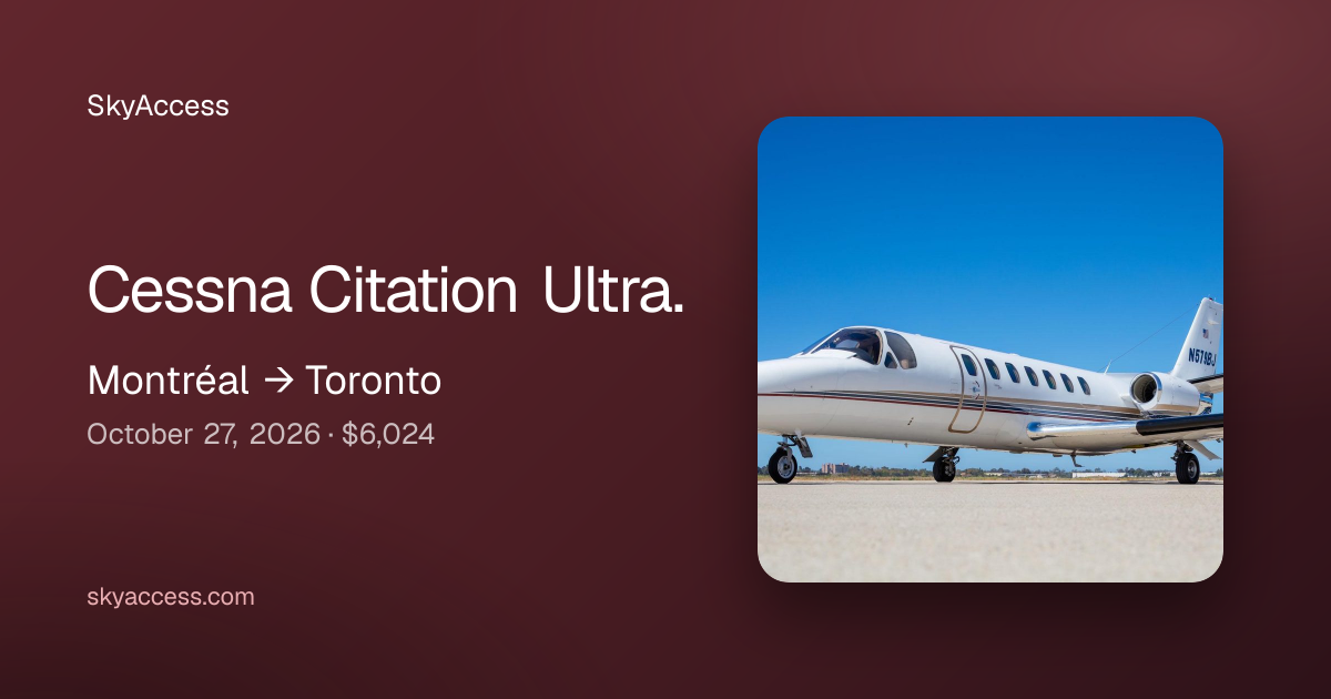 Private Jet Montréal to Toronto: Empty Leg on Oct 27 | SkyAccess